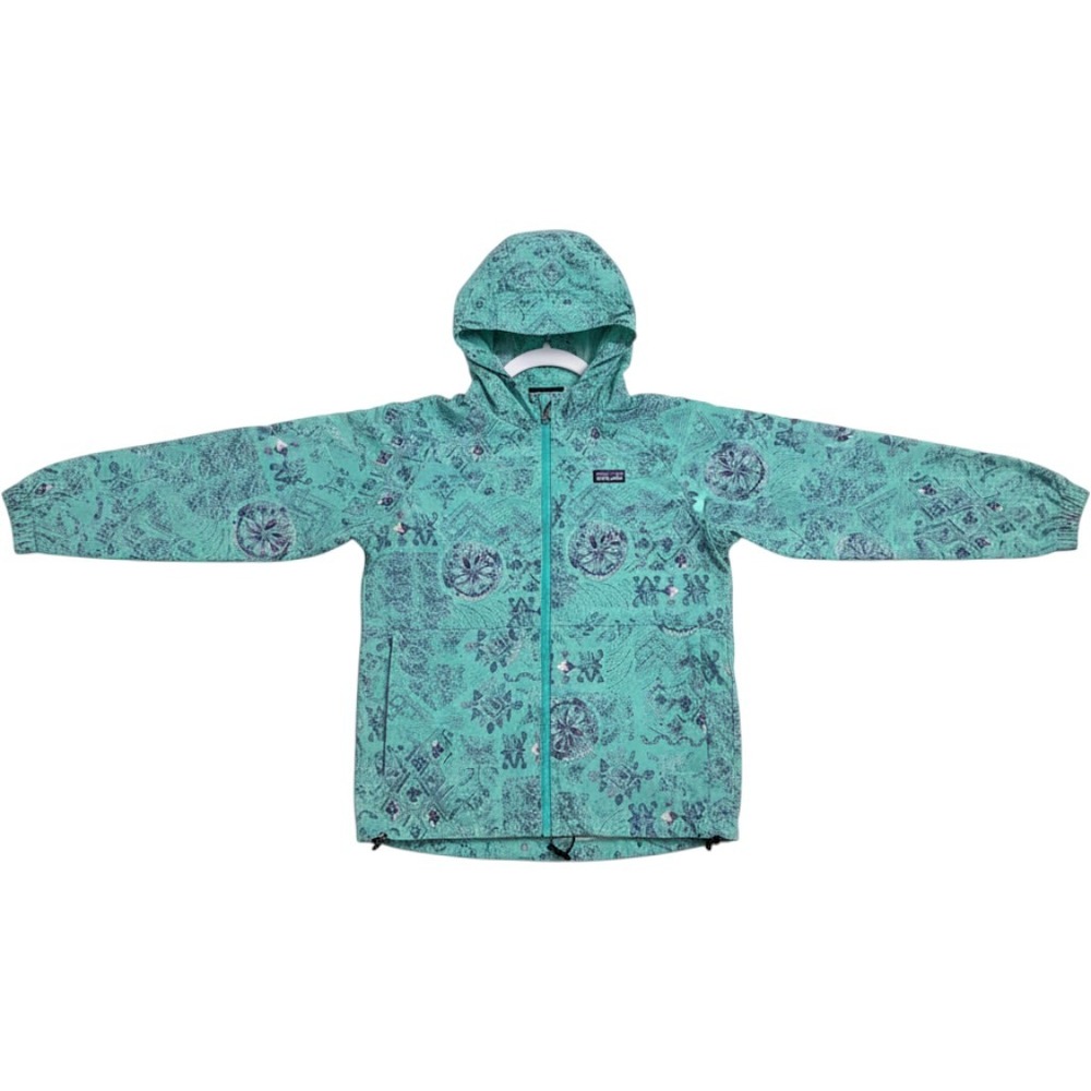 Patagonia Windbreaker Jacket Kids M Teal Geometric Mandala Print Gorpcore